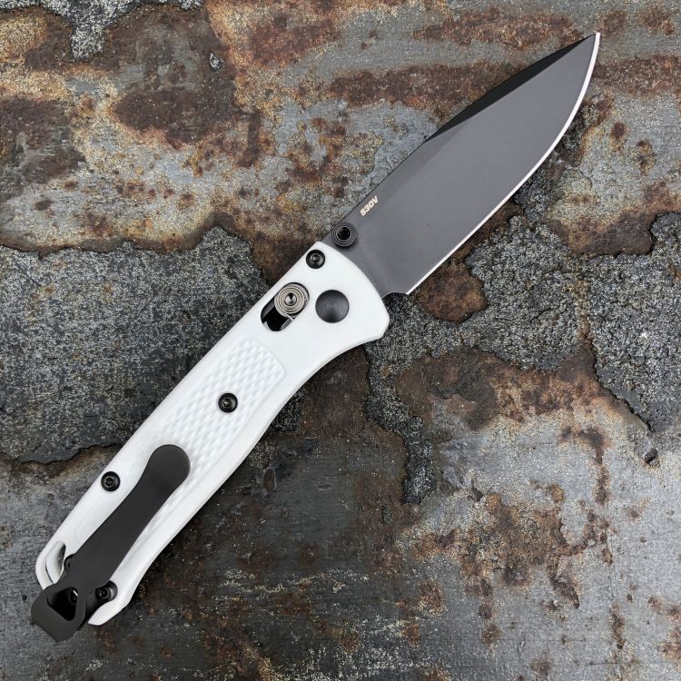 Benchmade Mini Bugout White Grivory Scales 2.8" Black S30V Blade Folding Knife